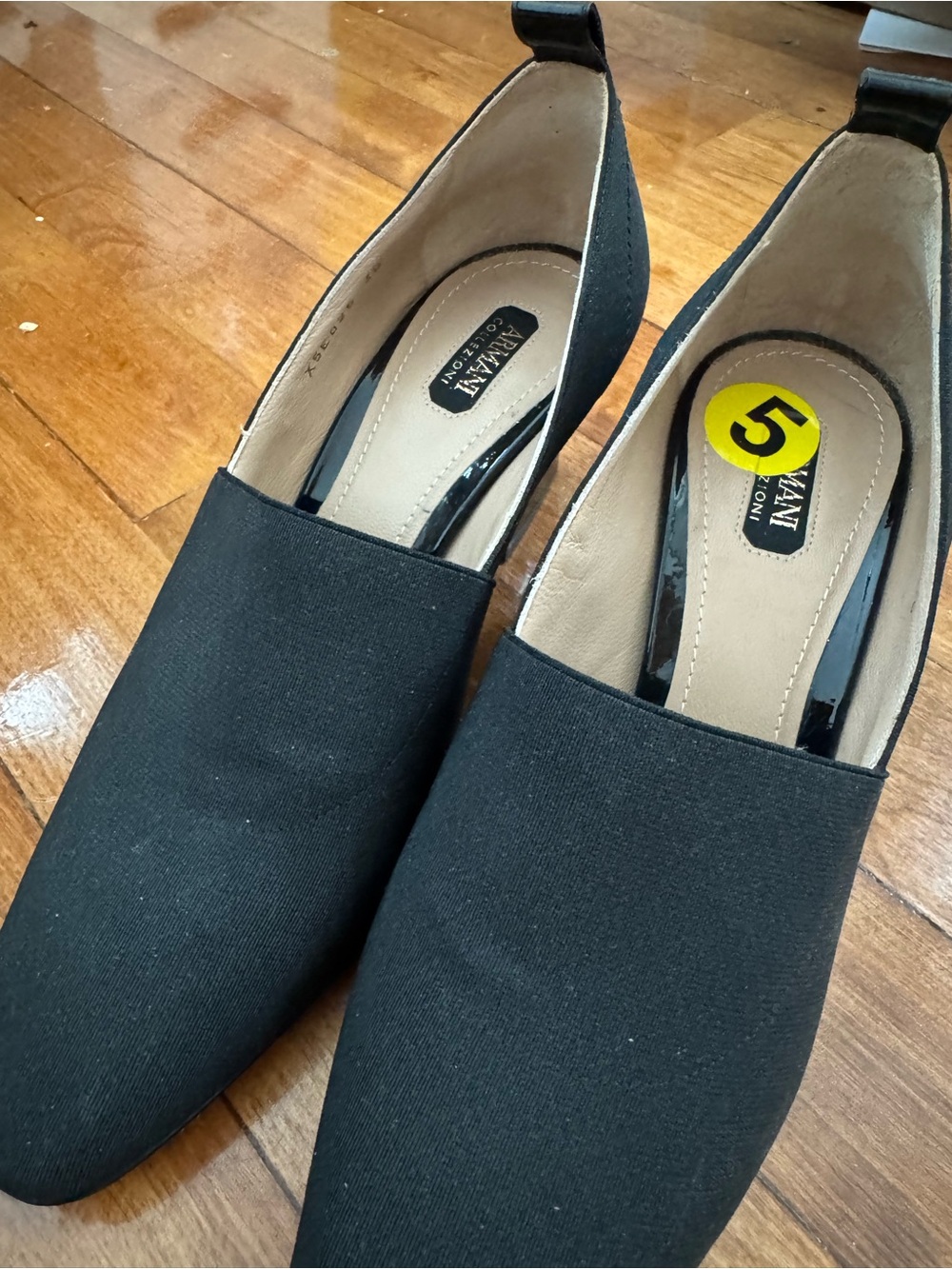 Giorgio Armani Black Pointed-Toe Slip-On Flats